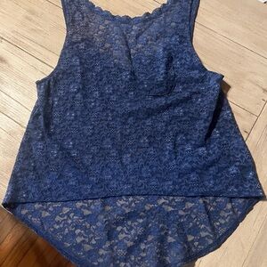 Elegant Navy Lace Sleeveless Top